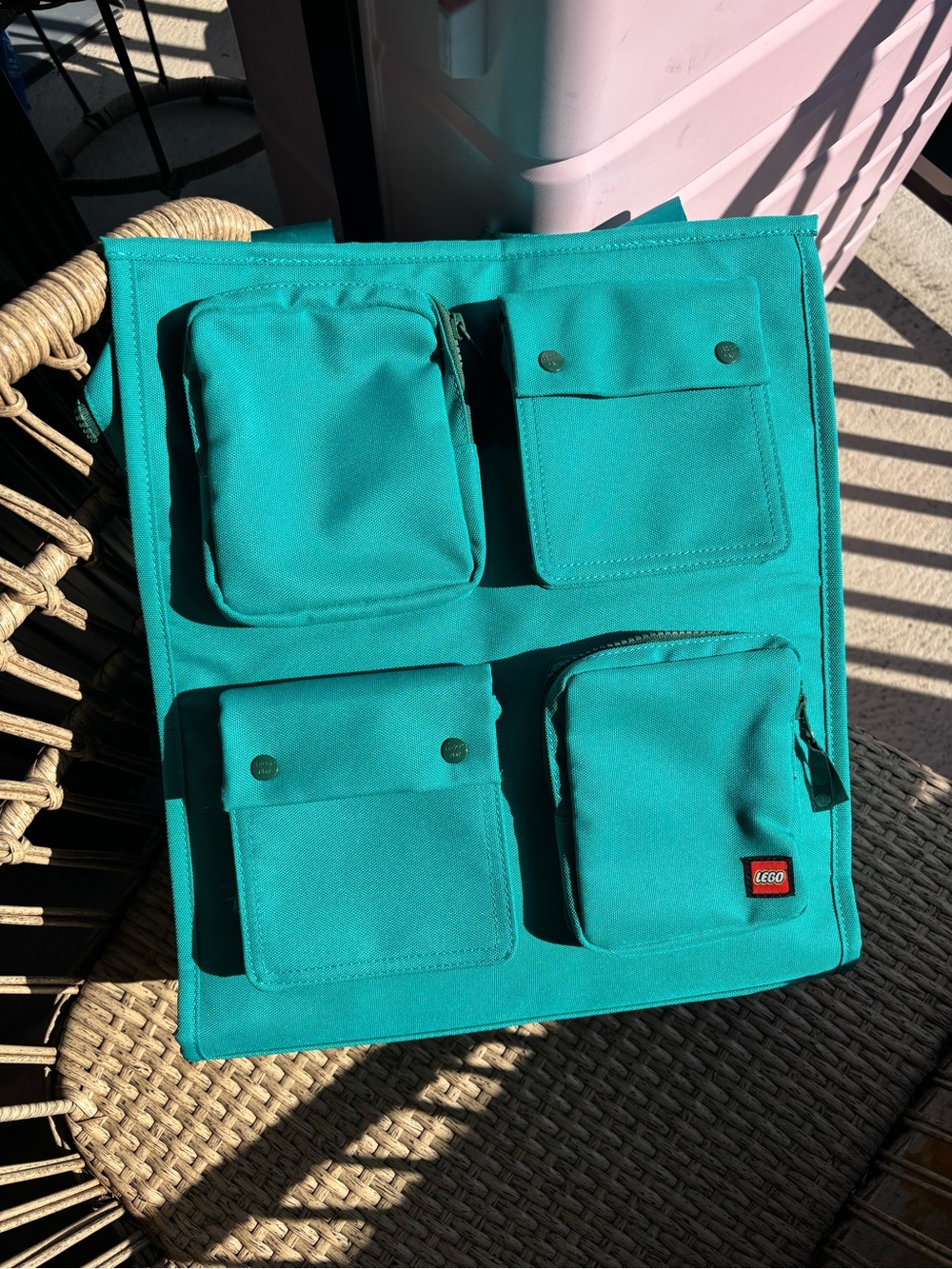 Lego Teal Four-Pocket Tote / Organizer